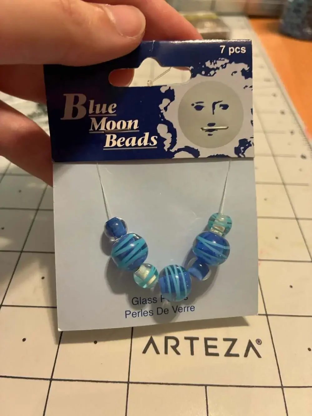 Blue Moon Beads Glass Ribbon Sapphire Beads 7-Piece Set